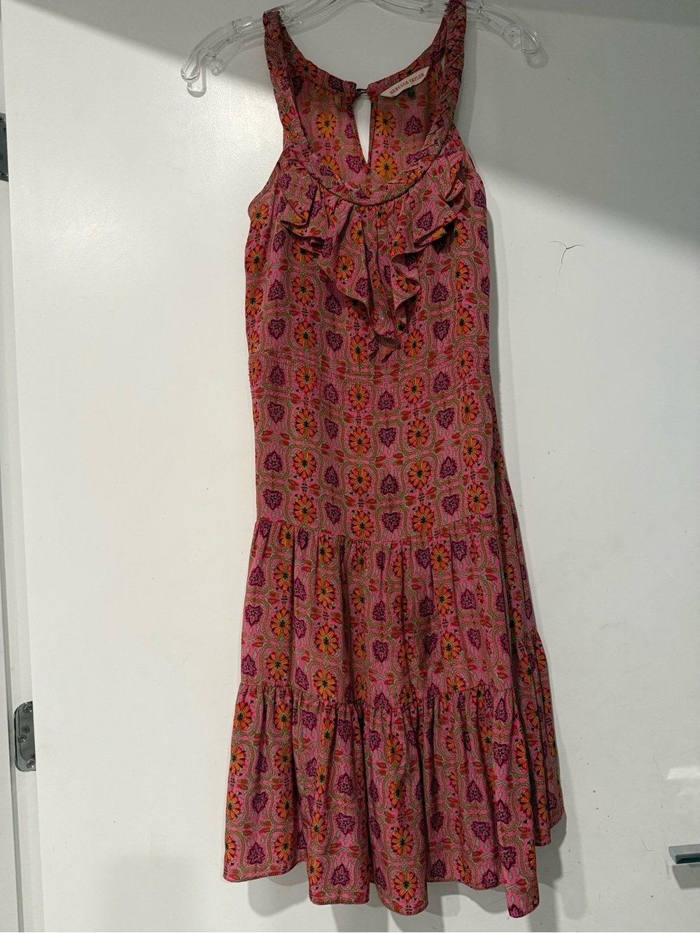 Rebecca Taylor Halter Silk Ruffle Neck Tiered Boho Dress Size 0